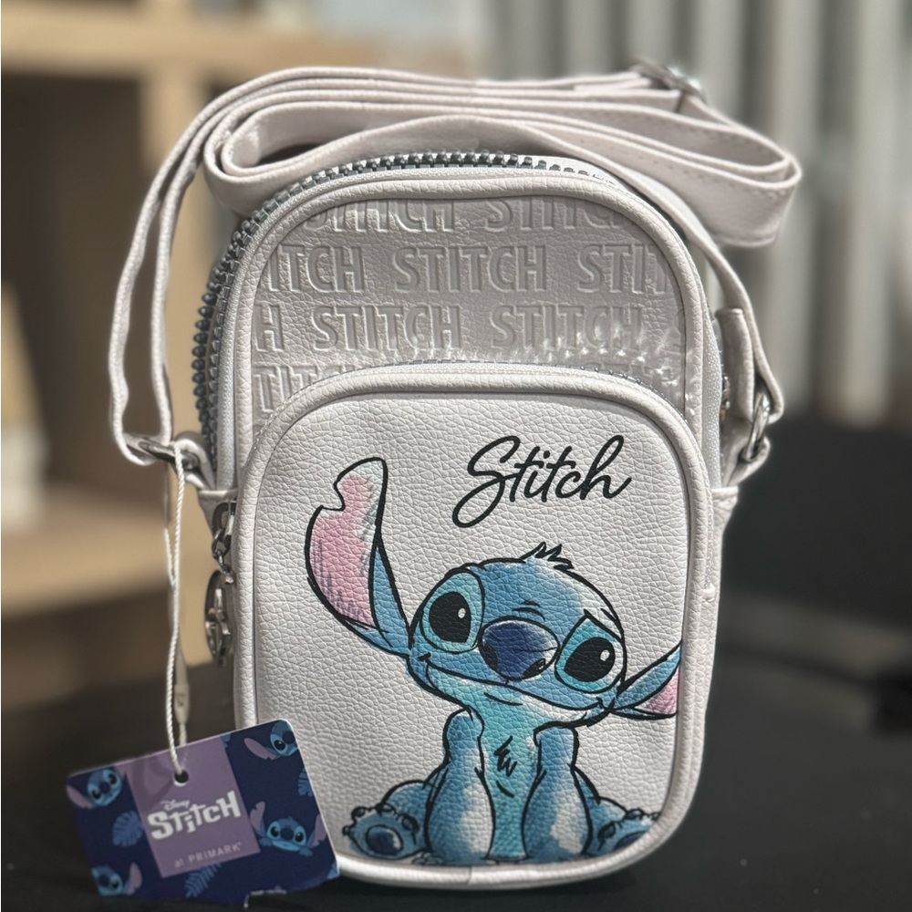 NWT Disney Stitch Crossbody Bag - Light Pearl White with Blue Detail